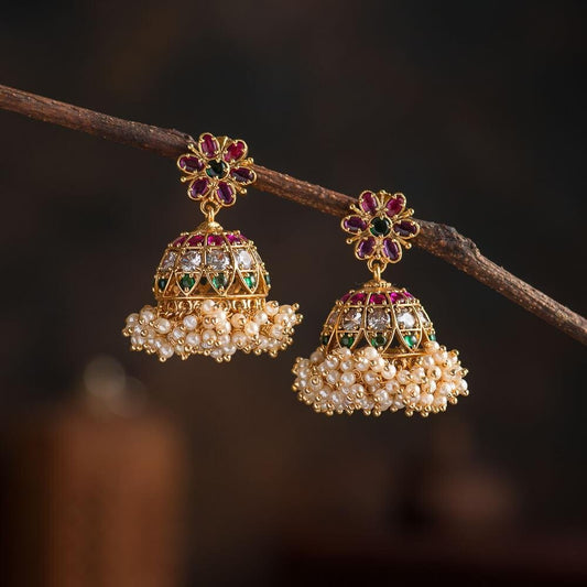 pearl cluster jhumkas  - Thaanya