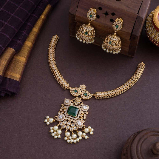 kanali green block neckpiece set - hasli