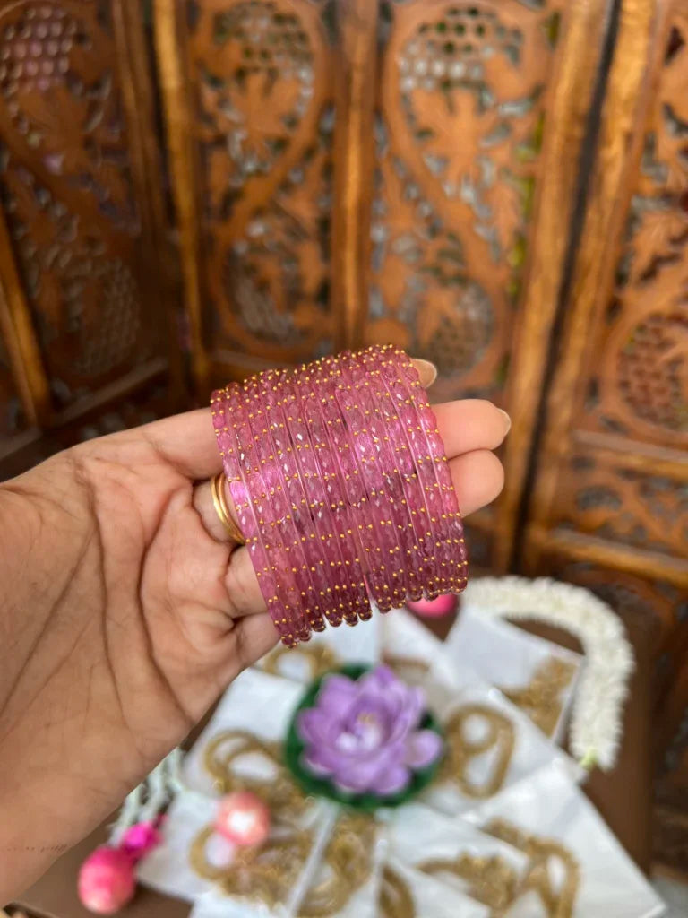 Rain drop bangle - [ onion pink ] - Aadhira- Diamond