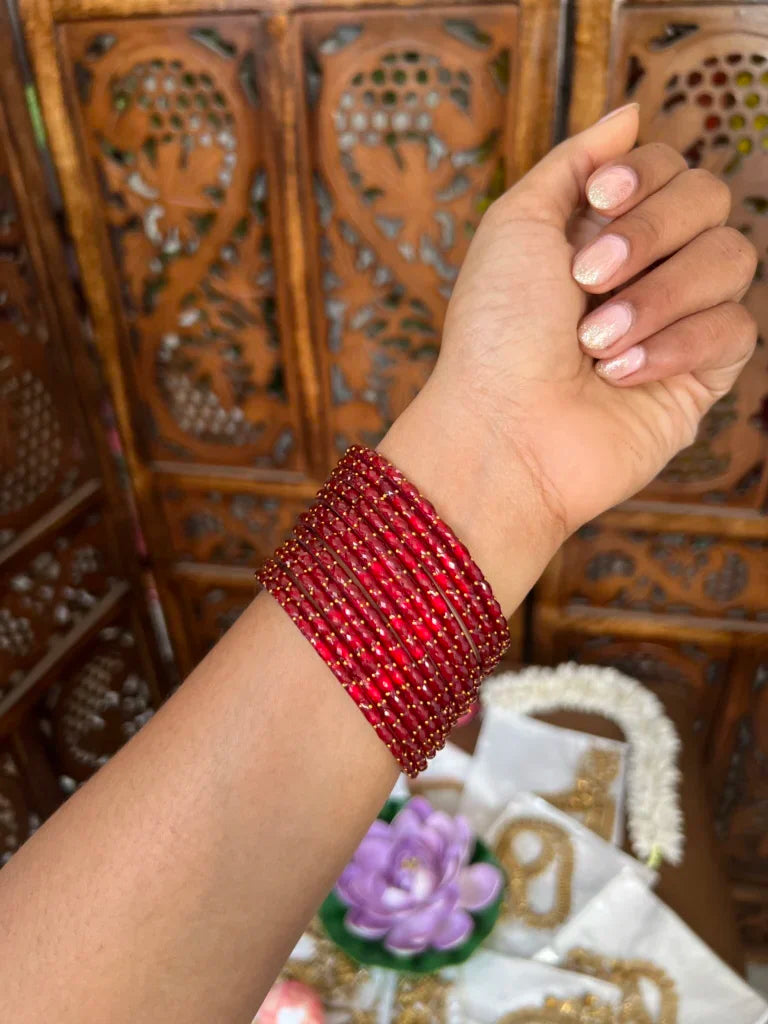 Rain drop bangle - [ Red ] -Aadhira- Diamond