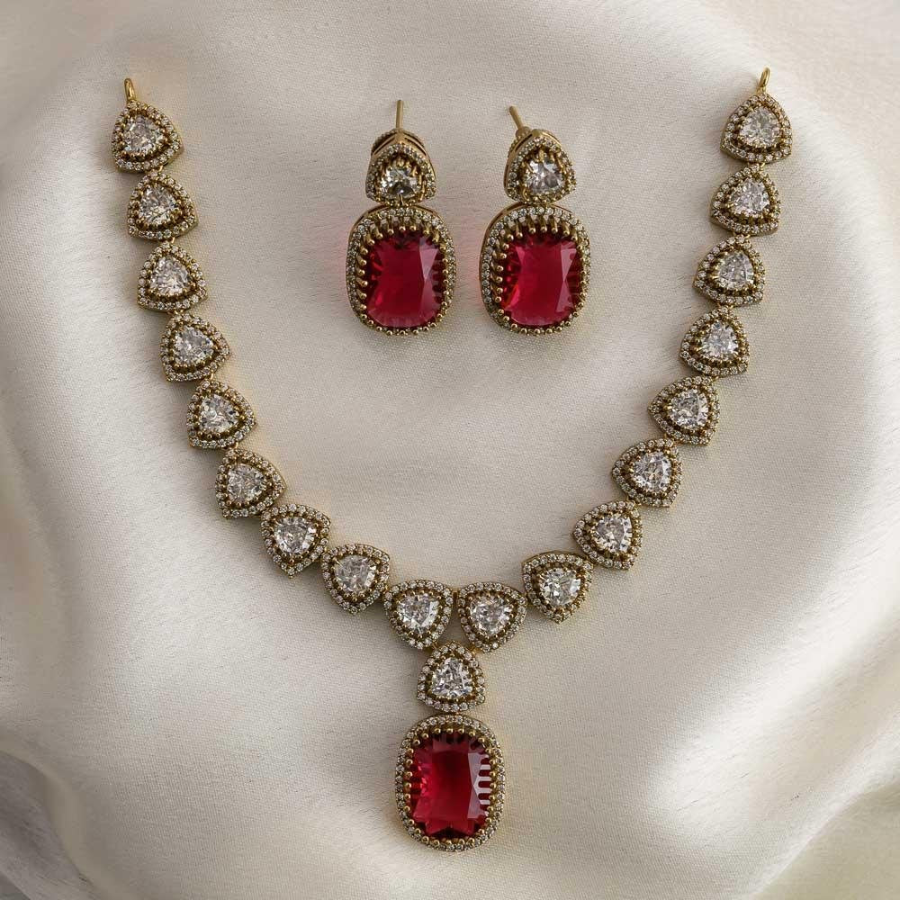 mrishti Victoria neckpiece set - ruby- sephoria