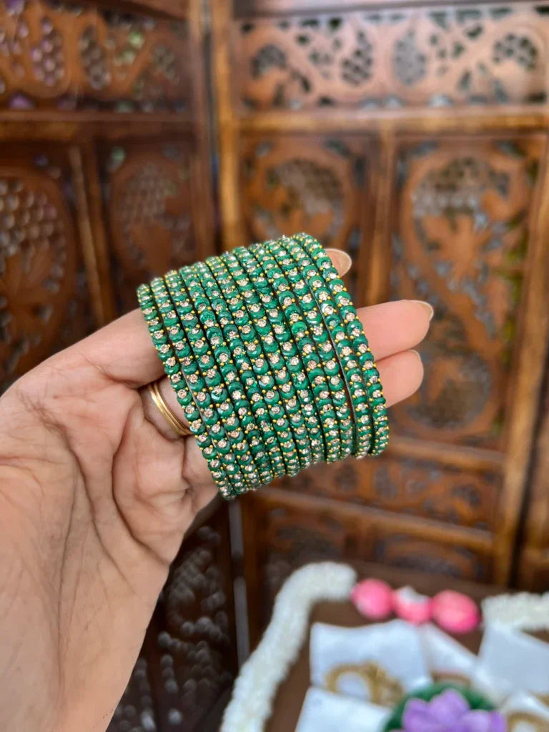 Rain  drop bangles - [ emerald green ] - Tharini