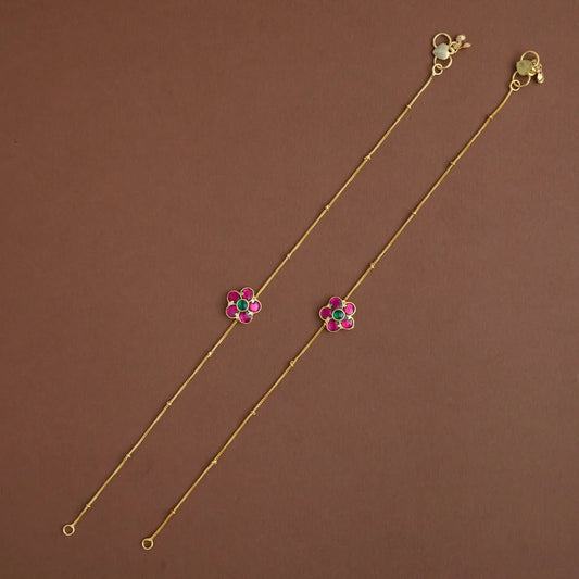 Jadau floral anklet