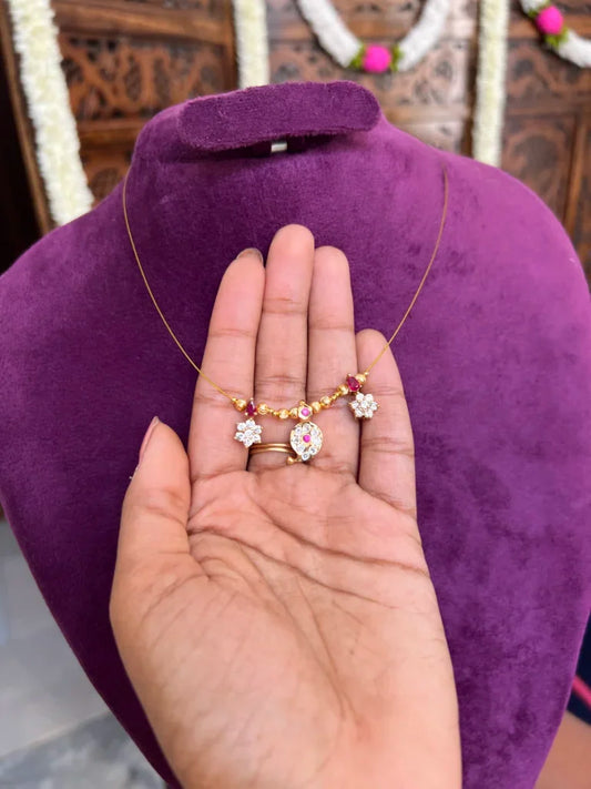 Invisible  neckpiece - [ 1 Maangaz and 2 floral ]- Gla