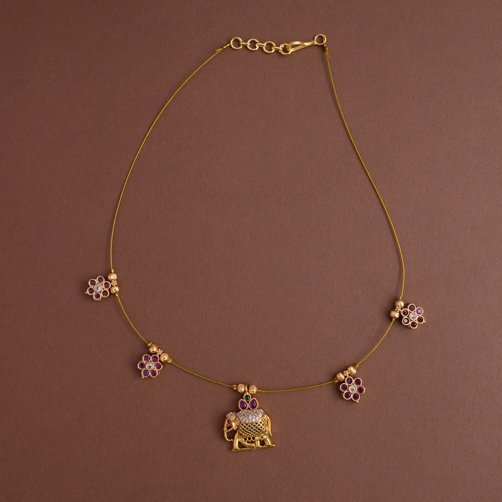 Invisible neckpiece - ( 1 elephant and 4 floral ) - Elegant on a budget- Gla