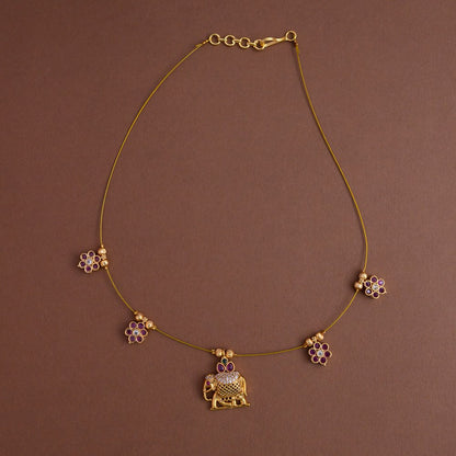 Invisible neckpiece - ( 1 elephant and 4 floral ) - Elegant on a budget- Gla