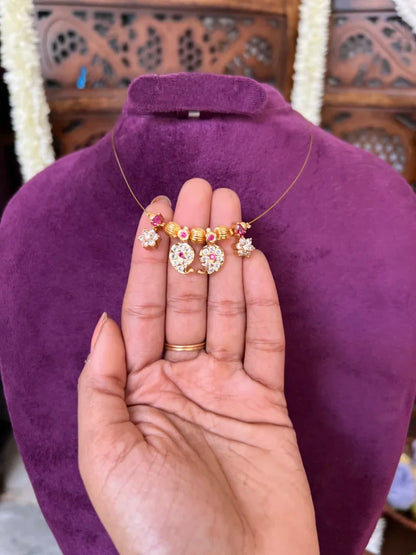 Invisible neckpiece - [ 2 Maangaz and 2 floral ]- Gla
