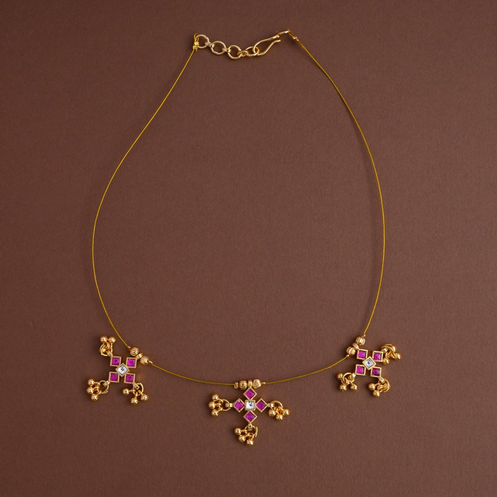 Jadau invisible neckpiece [ 3 floral ]- Gla