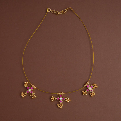 Jadau invisible neckpiece [ 3 floral ]- Gla