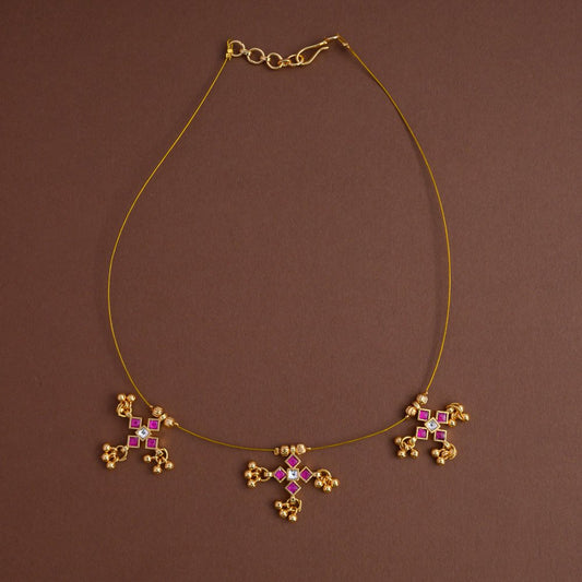 Jadau invisible neckpiece [ 3 floral ]- Gla