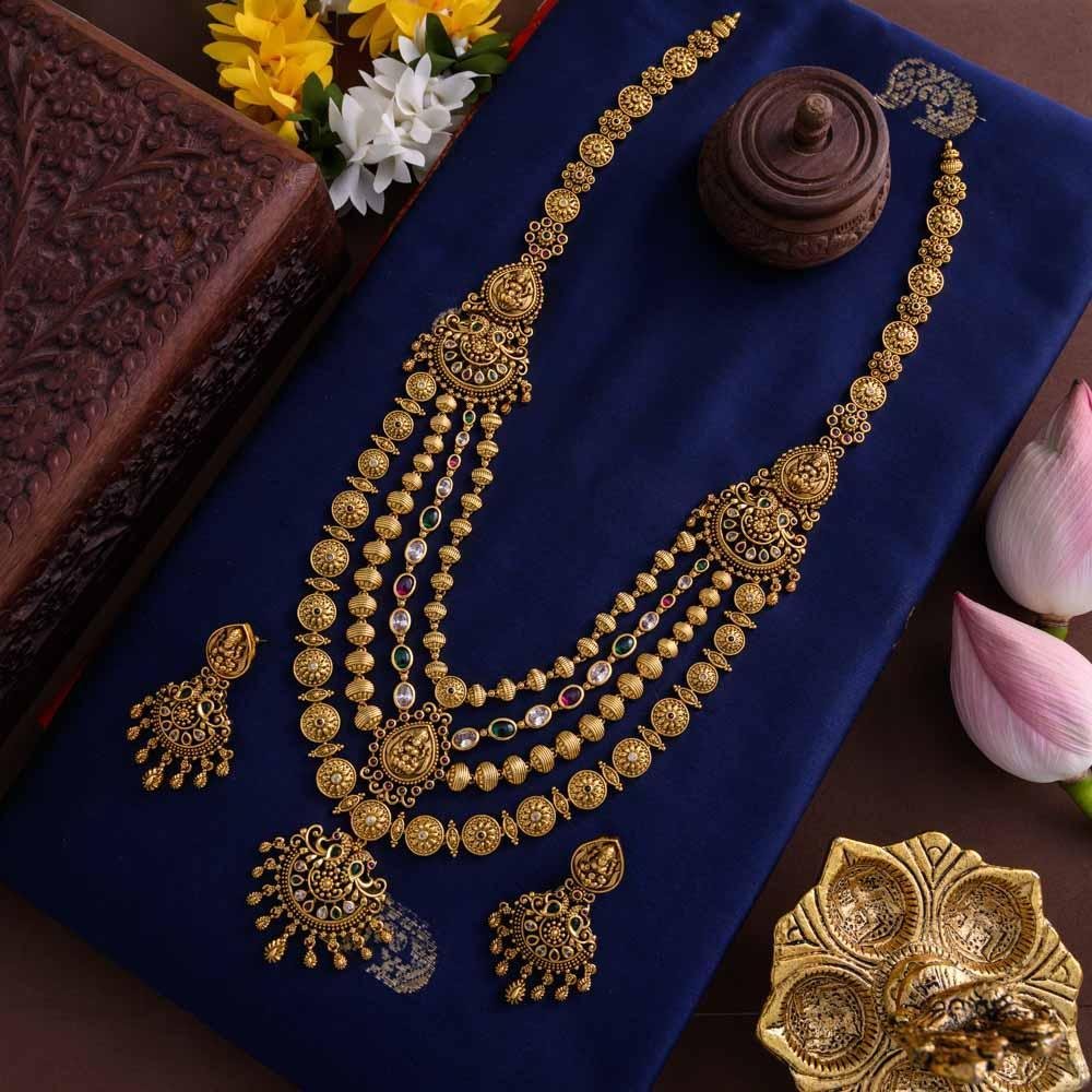 kaaviyam layered bold real gold inspired haaram