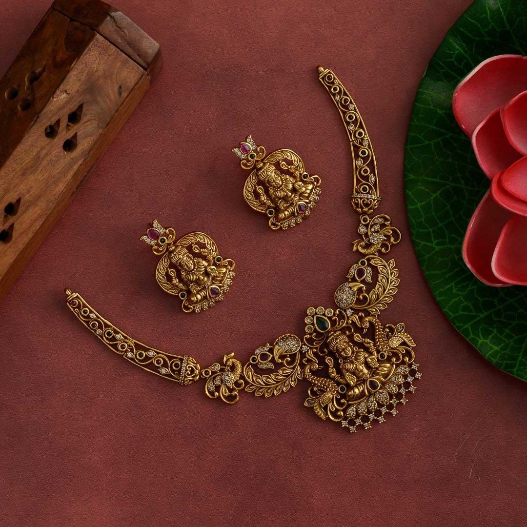 thara antique gold neckpiece set- Kamatchi