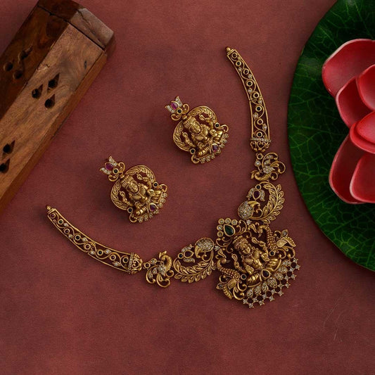 thara antique gold neckpiece set- Kamatchi