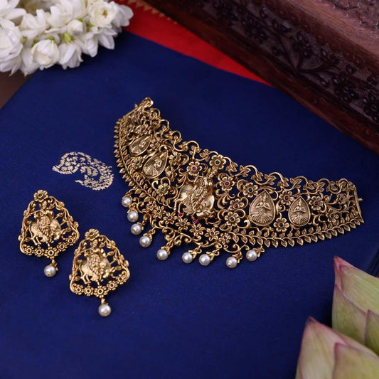 krishnar - neck filling statement choker  - Temple desighner- Swarnam