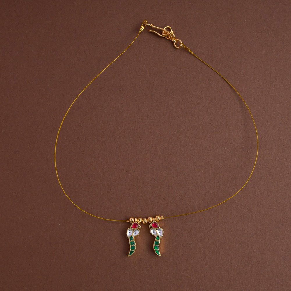 Jadau invisible neckpiece [ two parrot ]- Gla