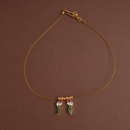 Jadau invisible neckpiece [ two parrot ]- Gla