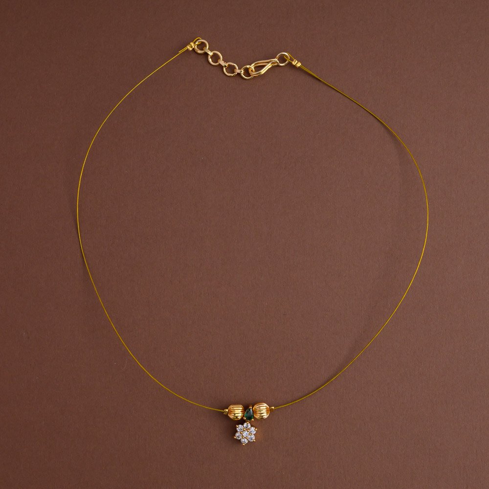 Invisible neckpiece [nakshatra with emerald green ] - Elegant on a budget- Gla