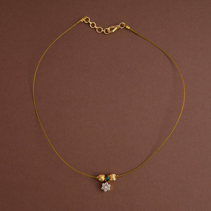 Invisible neckpiece [nakshatra with emerald green ] - Elegant on a budget- Gla