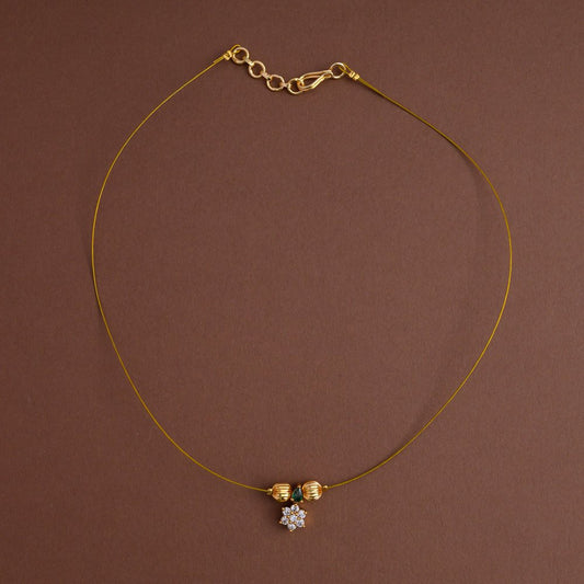Invisible neckpiece [nakshatra with emerald green ] - Elegant on a budget- Gla