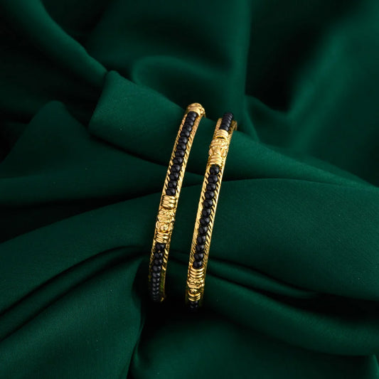Lakshmi black beaded bangles - Ponn