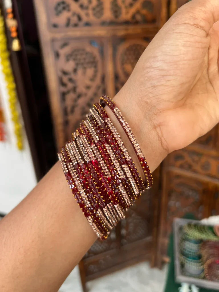 Rain drop bangle – [Maroon ] – Abarana