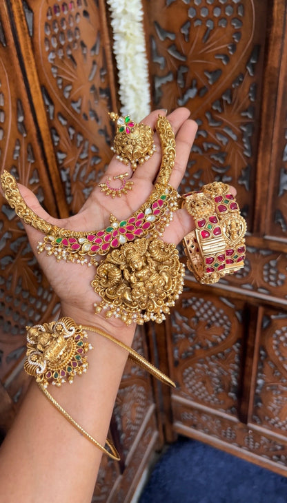 Nagasi temple designer jadau neckpiece-mookuthi amman -hasli