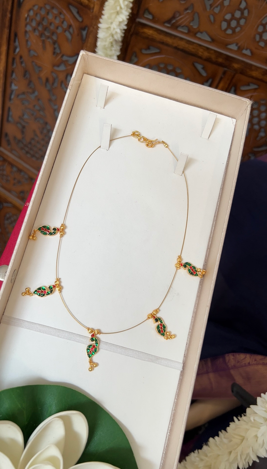 Jadau peacock invisible - Green with ruby