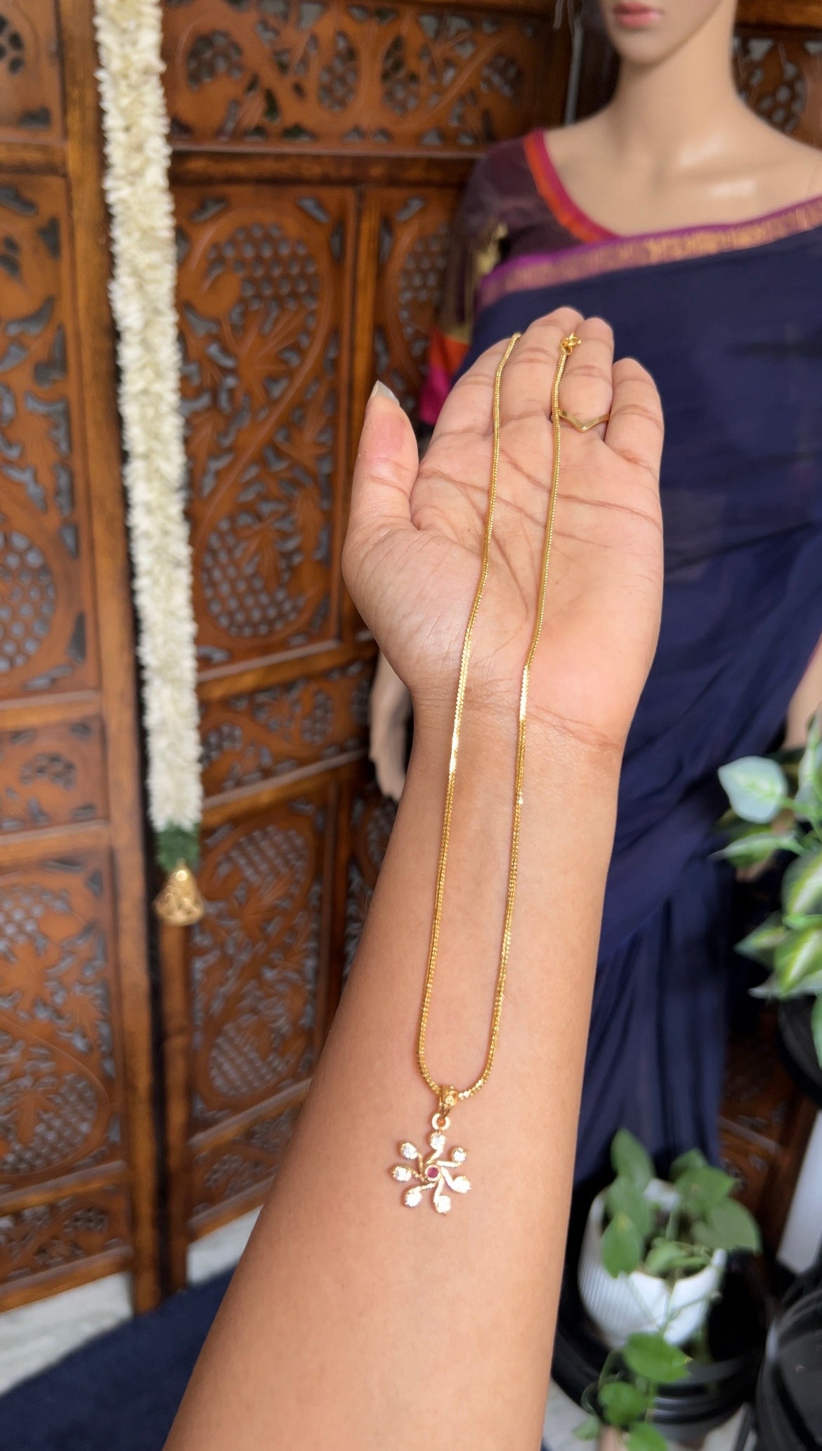 Dollar chain ( Rangoli white with ruby)