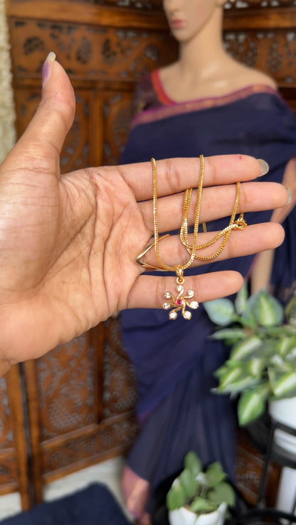 Dollar chain ( Rangoli white with ruby)