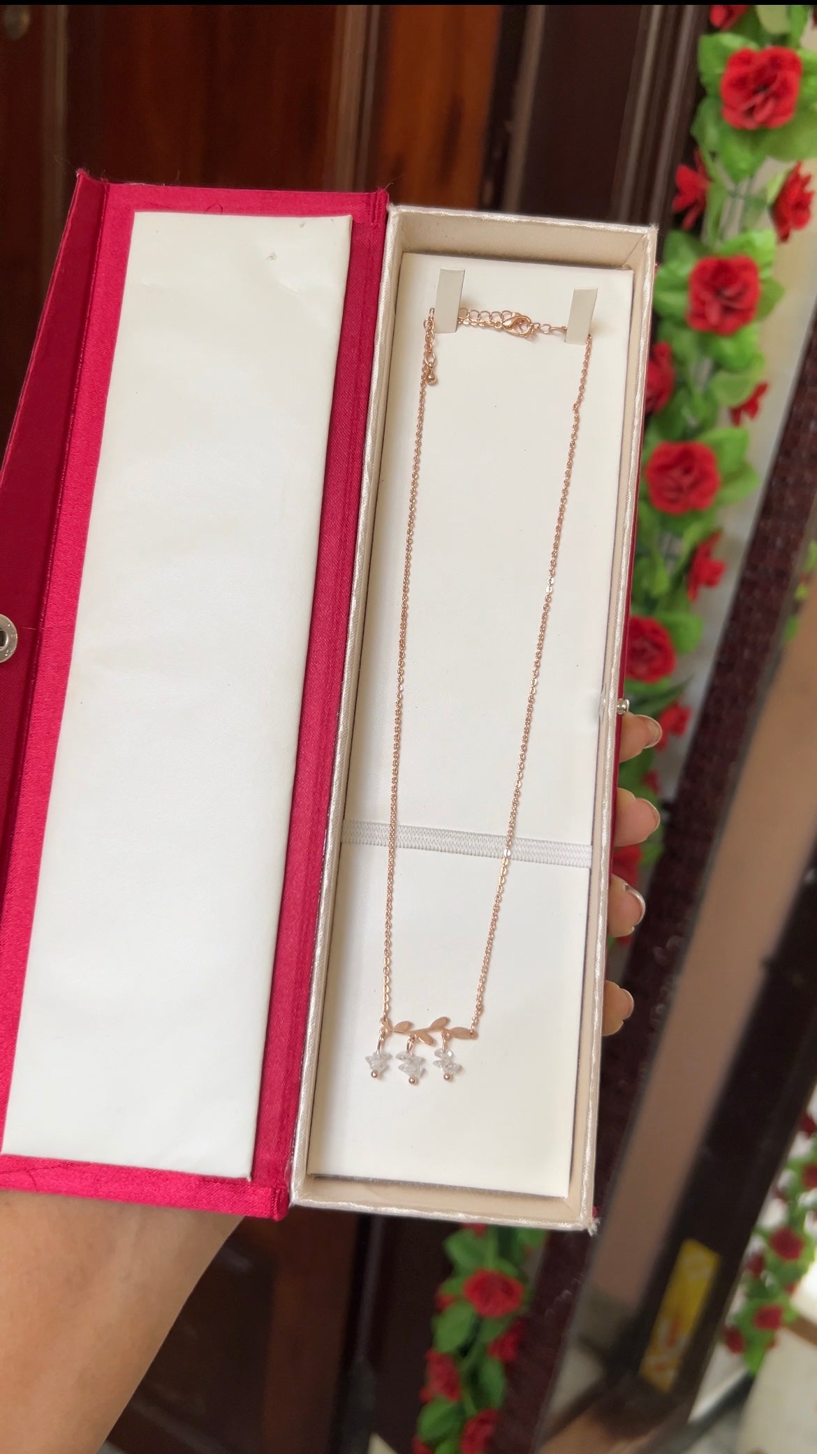 Chain - leafy bead (rose gold)