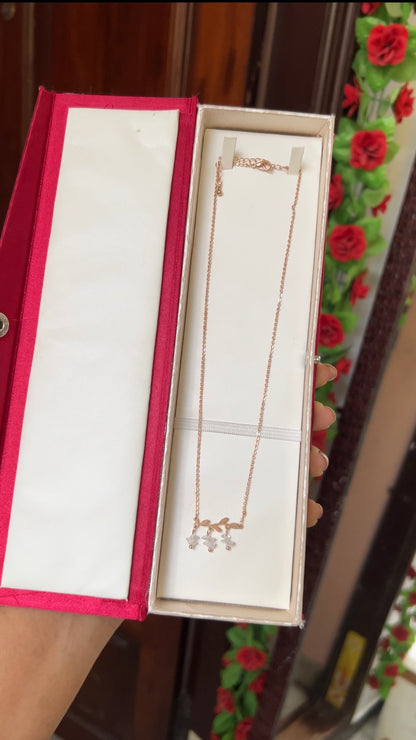 Chain - leafy bead (rose gold)