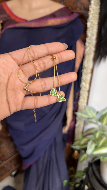 Chain -green heart-anti-tarnish