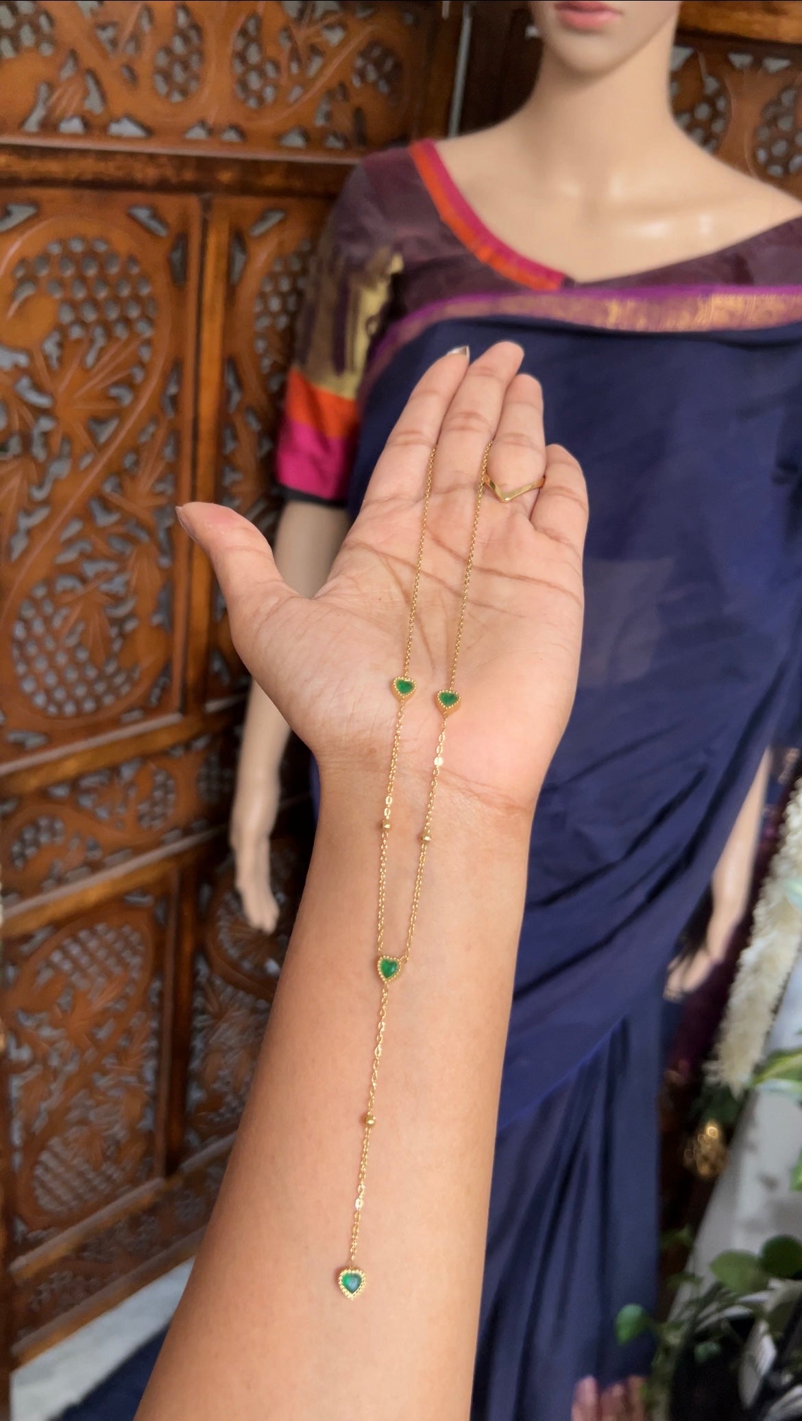 Chain - Green heart - Anti tarnish