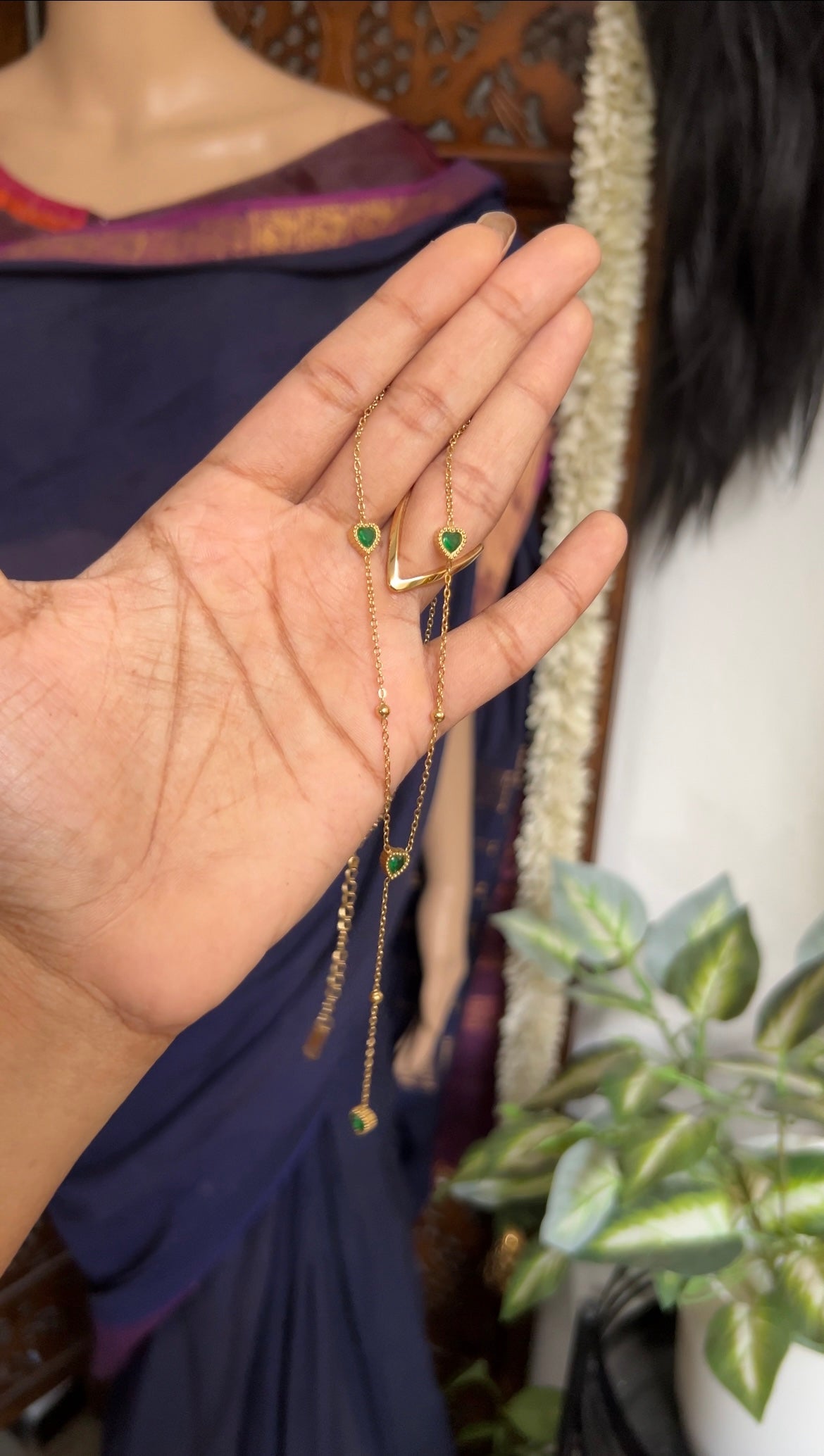 Chain - Green heart - Anti tarnish