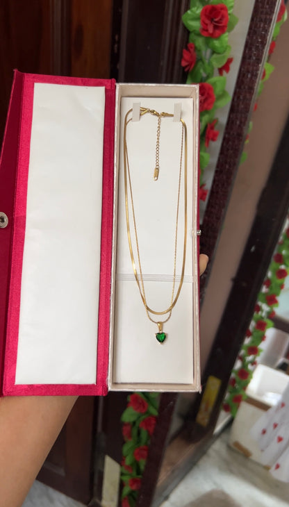 Chain - green heart - anti rarnish