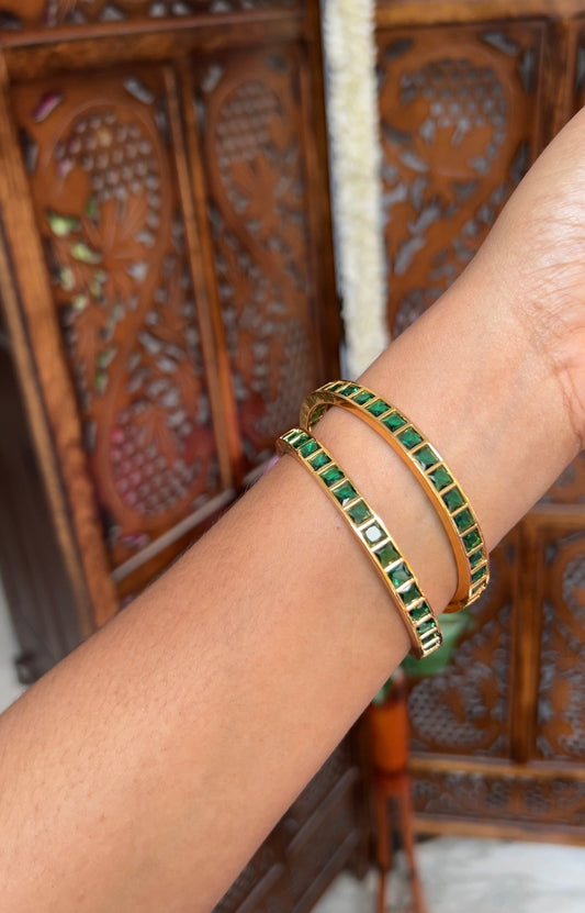Green block bangle - Thara - Nita