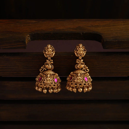 Temple designer jadau jhumkas - yazhi