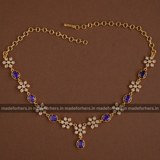 Micro gold plating floral Neckpiece - purple