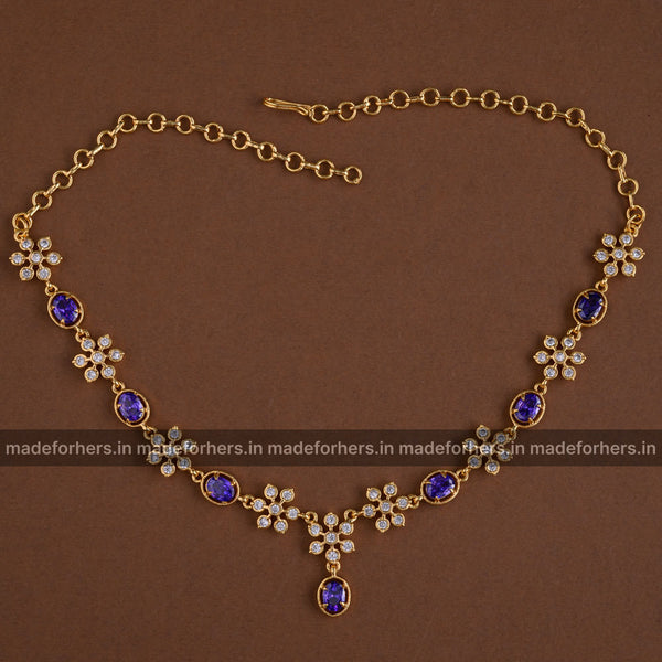Micro gold plating floral Neckpiece - purple