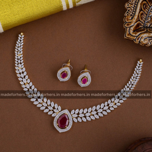 Diamond inspired Neckpiece - ruby