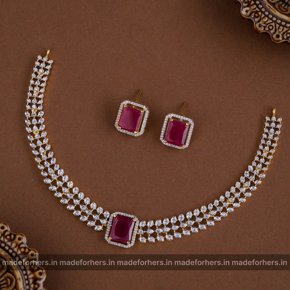 Diamond inspired Neckpiece - ruby