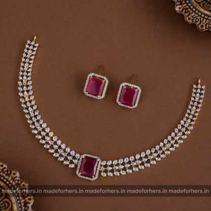 Diamond inspired Neckpiece - ruby