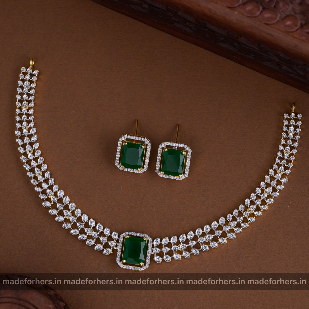 Diamond inspired Neckpiece - Green