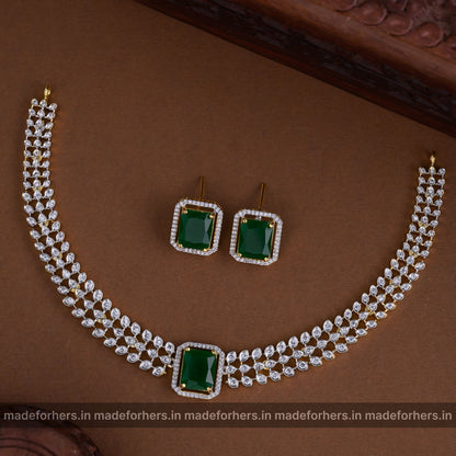 Diamond inspired Neckpiece - Green