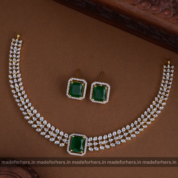 Diamond inspired Neckpiece - Green