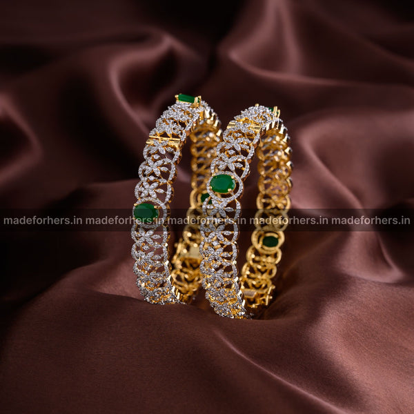 Diamond inspired green bangles