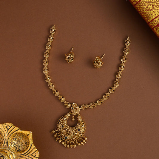 Leafy peacock Neckpiece   - Onam - Muruga
