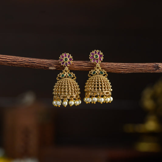 Floral peacock jhumka