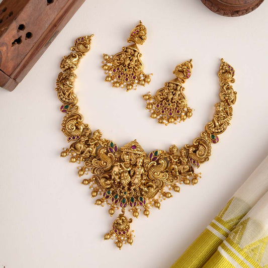 Radhekrishna temple desinger neckpiece -kamatchi