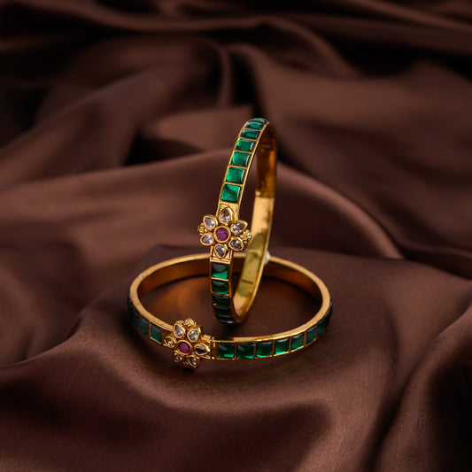 floral green block bangle